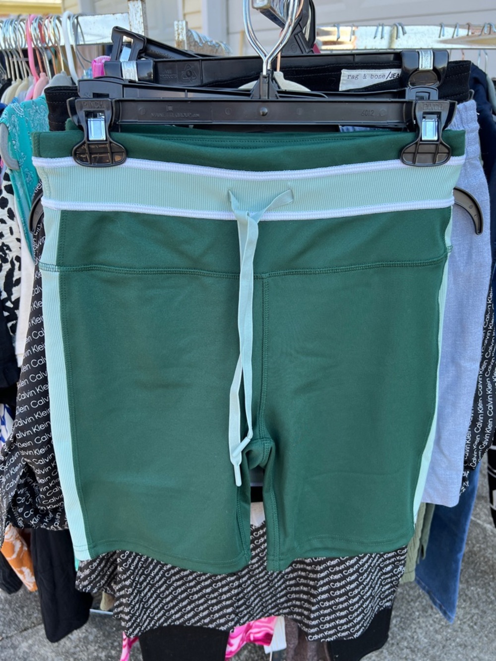 Jessica Simpson Forest Green Bike Shorts with Mint Trim